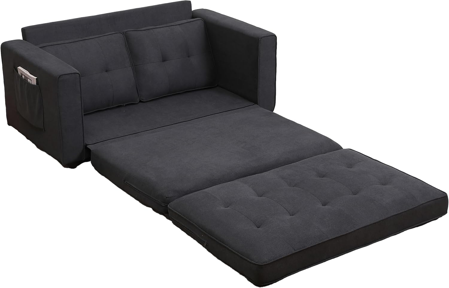 CITYLIGHT 3 in 1 Folding Sofa Bed with 2 Storage Pockets, Linen Convertible Foldable Couch Bed, Loveseat Sleeper Sofa, Folding Couch Bed for Small Spaces, Couches for Living Room, Apartment,Dark Gray