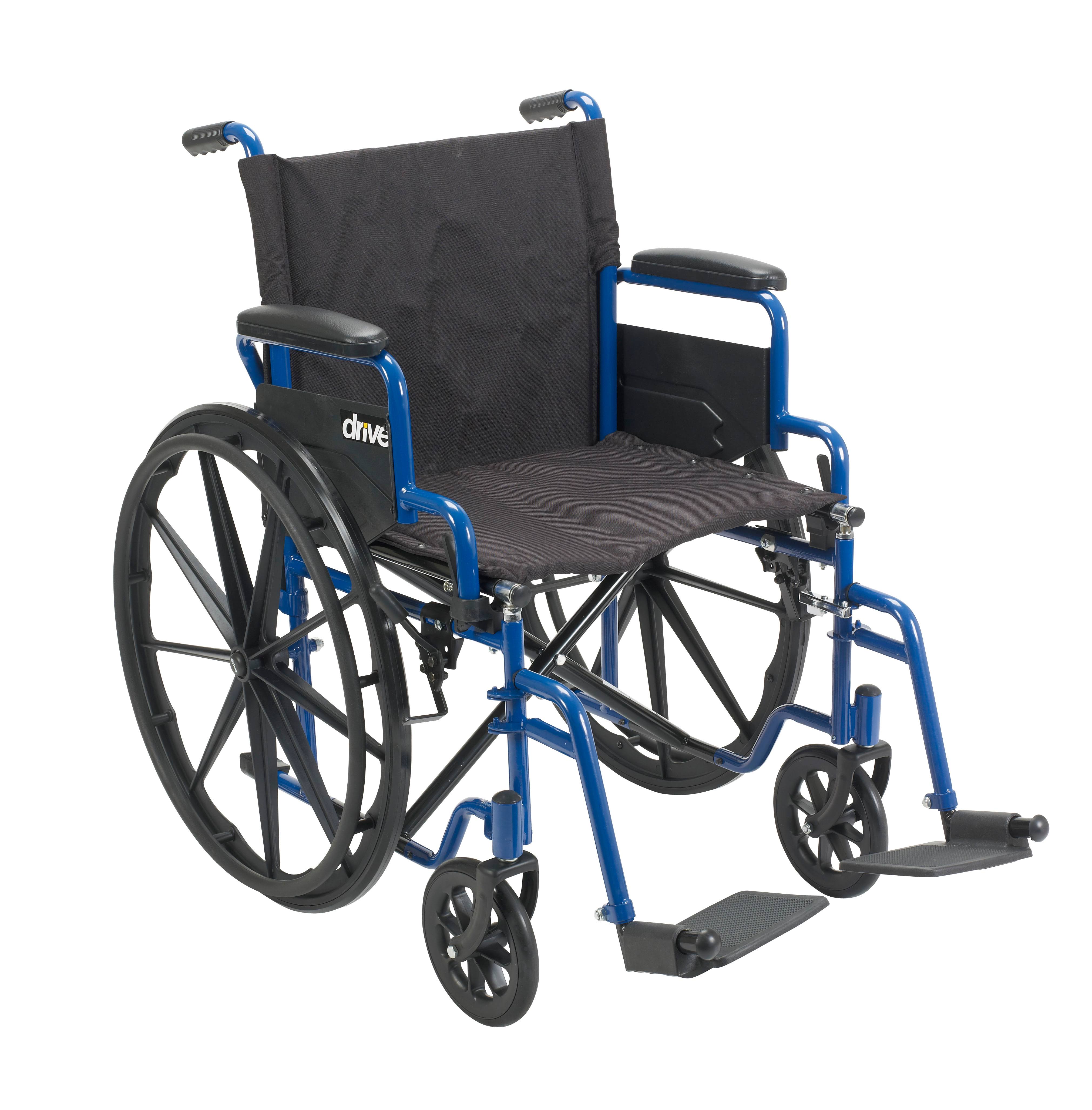 Drive Medical BLS20FBD-SF Blue Streak Wheelchair with Flip Back Desk Arms, Swing Away Footrests, 20x22 Seat