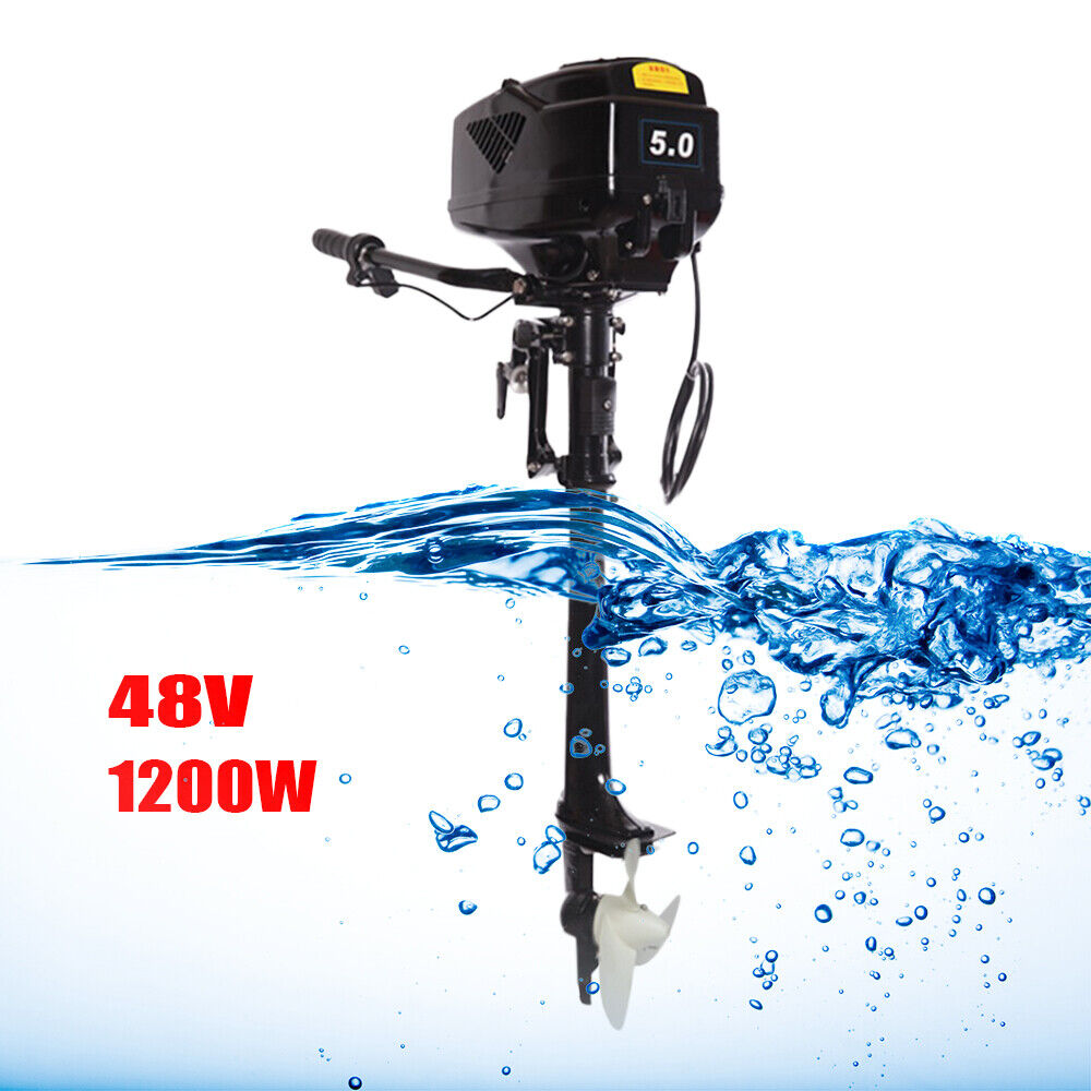 HANGKAI Electric Outboard Motor 1200W  Pure Copper Core Brushless Motor Fishing Boat Engine Long Shaft 48V Omni-directional Rotary Joystick W/ 90° Rotatable Bracket Fishing Boat Trolling
