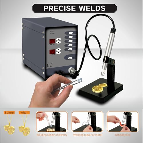 Jewelry Permanent Welder Machine,100A Pulse Arc Spot Welder Kit for Seamless Bracelets & Chains, Gold Silver Welding Tool with Foot Pedal