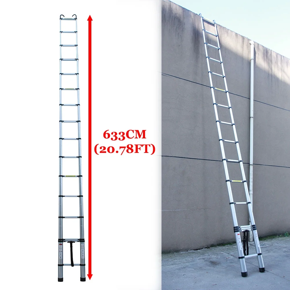 Telescoping Ladder 6.2M/20ft Aluminum Extension Folding Ladder with 2 Hooks SALE