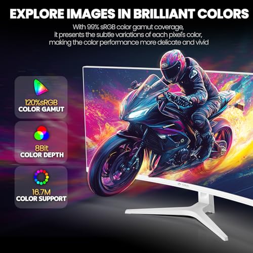 CRUA 30Inch Ultrawide Curved Monitor, 21:9 WFHD(2560x1080P) VA Computer Monitor, 120% sRGB 100HZ 1500R PC Monitors Support FreeSync, Wall-Mounted, with HDMI/DP Display Port-Black