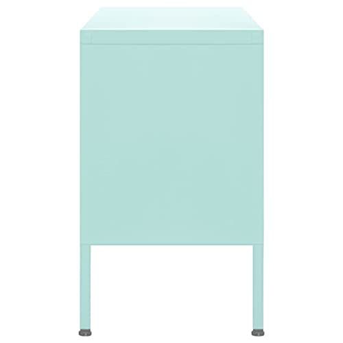 TV Stand Mint 41.3"x13.8"x19.7" Steel,Durable Steel TV Stand with Storage Cabinet and Cable Management for Living Room, Mint Green Living Room Furniture