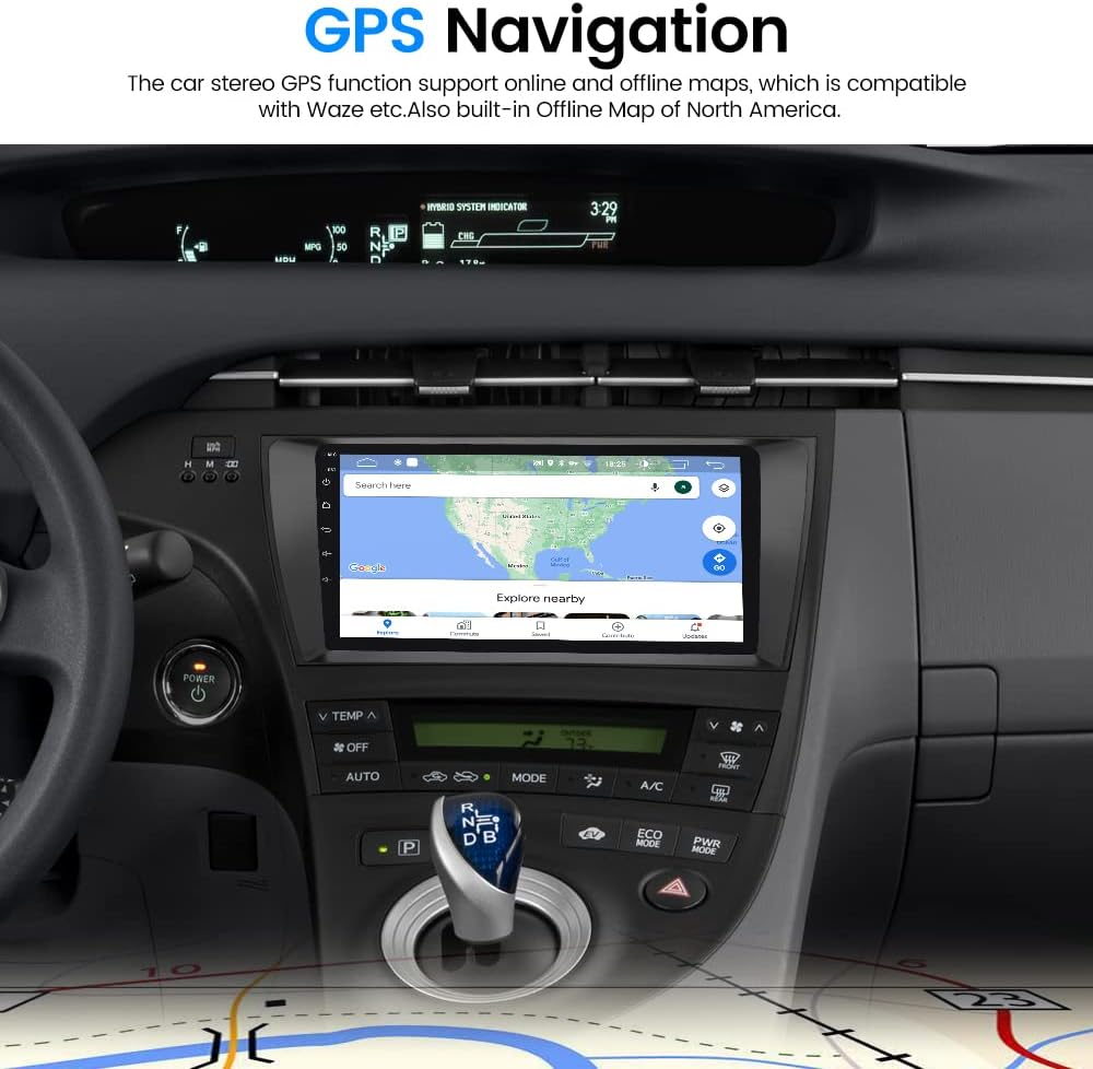 AWESAFE Car Radio Stereo for Toyota Prius 2010 2011 2012 2013 2014 2015, 9 Inch Touch Screen Head Unit Built in Carplay Andriod Auto Bluetooth Navigation Video Player