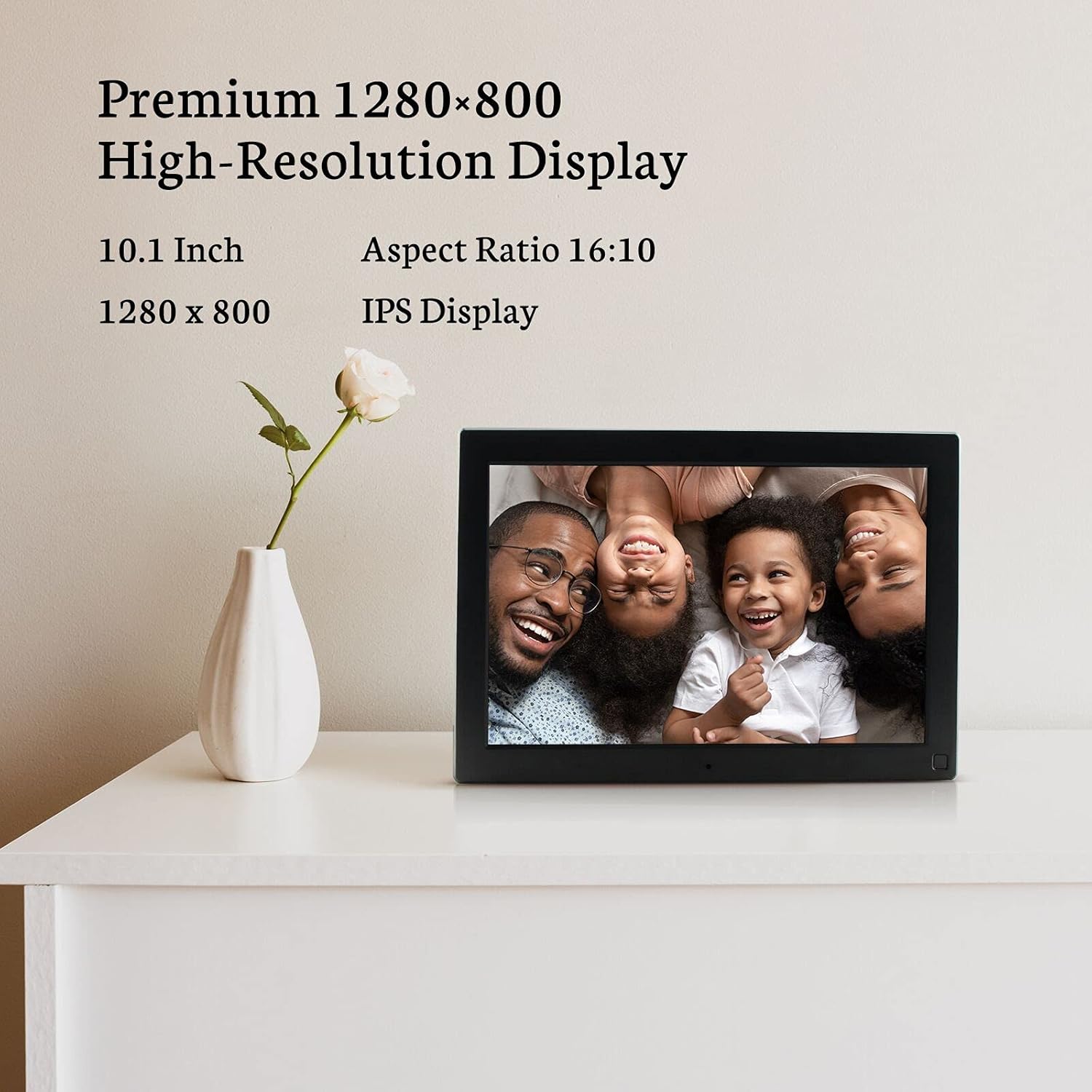 BSIMB Digital Picture Frame IPS Display, Wall-Mountable Electric Photo Frame with Remote Control, Place in Landscape&Portrait, Gift for Mother's Day