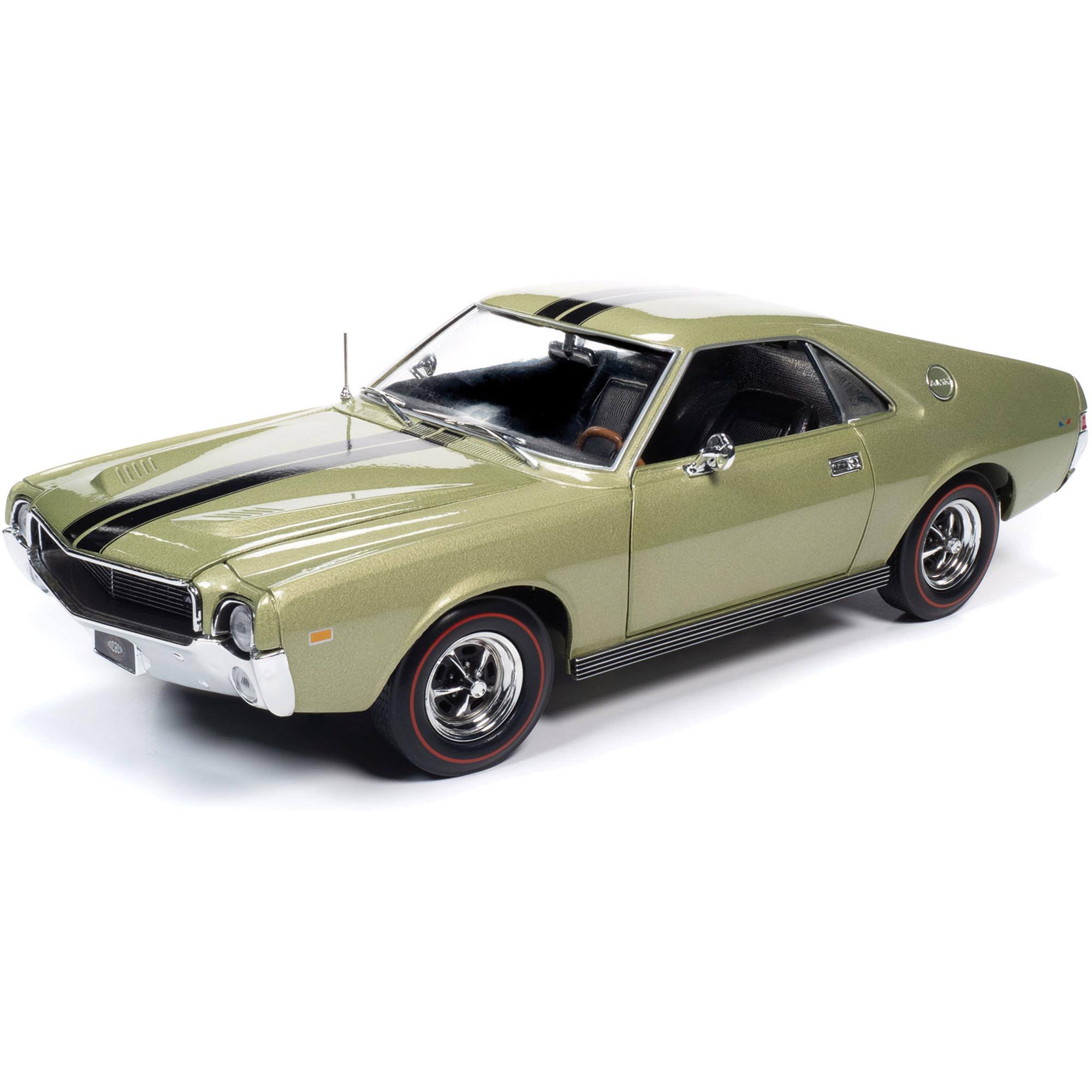 Autoworld 1968 AMC AMX Hardtop Light Green Metallic with Black Stripes Muscle Car u0026 Corv