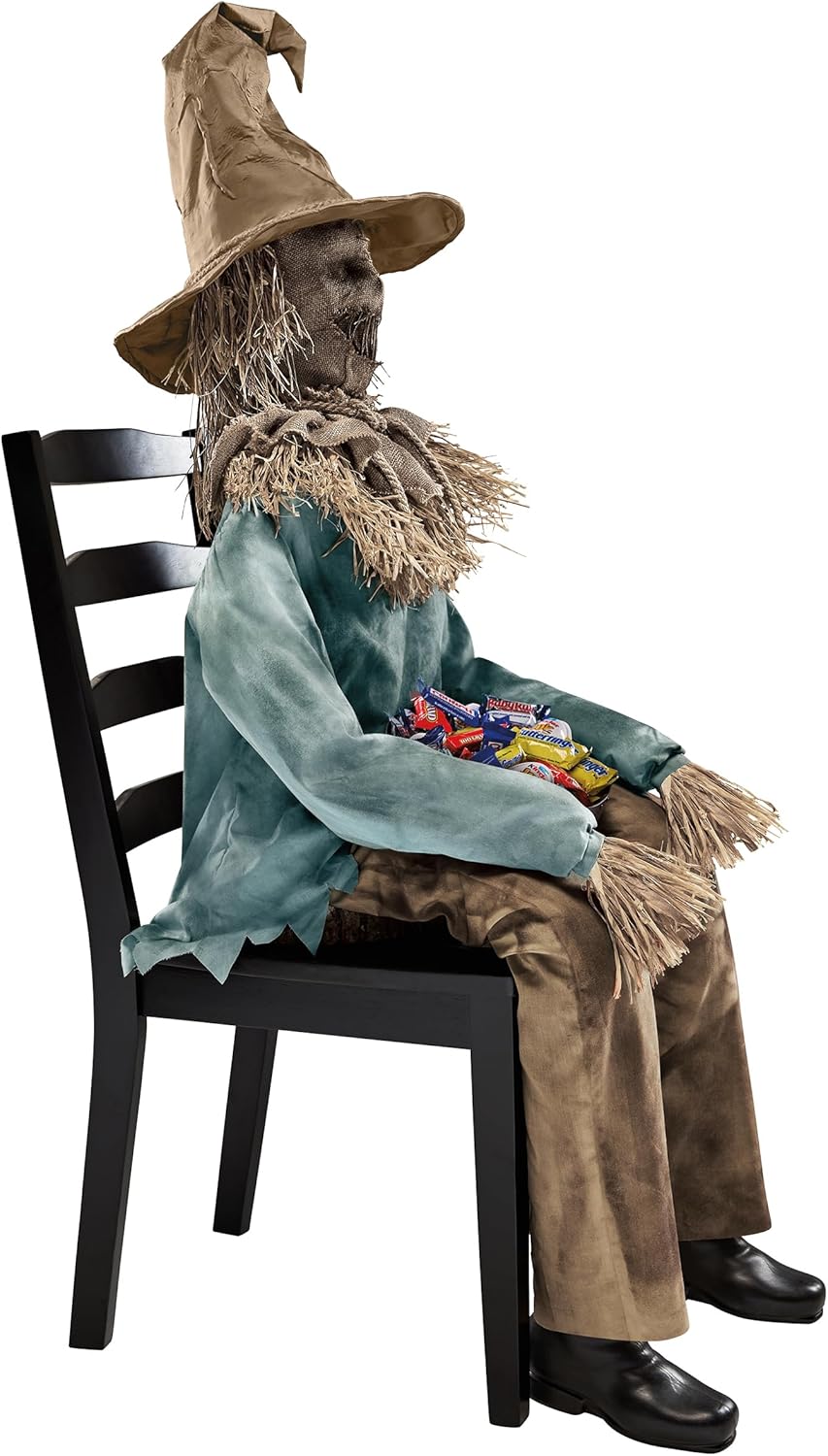 Spirit Halloween 4.5 Ft Scary Sitting Scarecrow Animatronic | Decorations | Animated | Pop-up Motion | Scarecrow Prop
