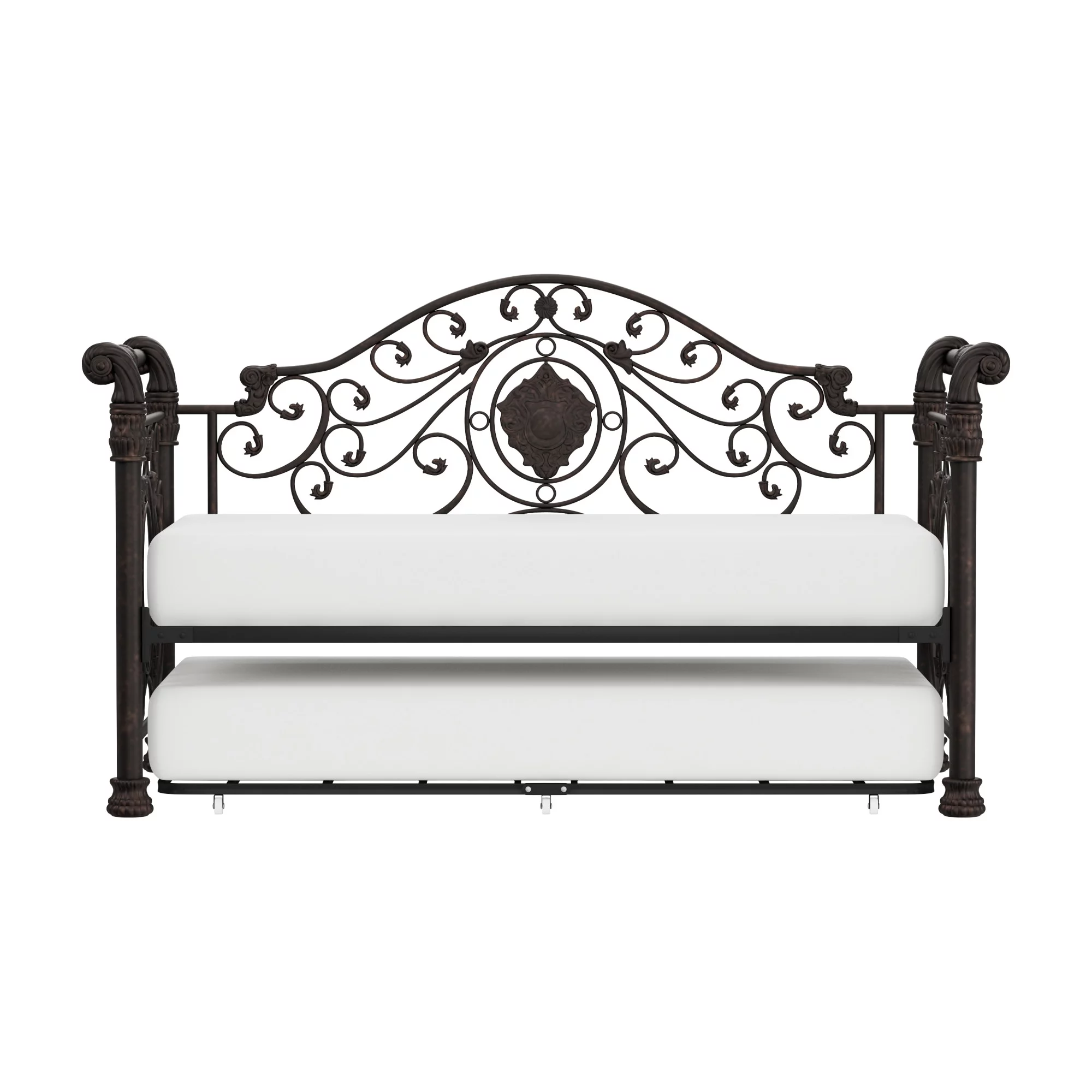 Hillsdale Furniture Mercer Vintage Metal Twin Daybed with Trundle, Antique Brown