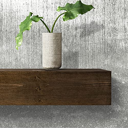 Modern Fireplace Mantel, Contemporary, Floating Mantle, Shelf, Hand Crafted, (Brown, 48Lx6Hx8D)