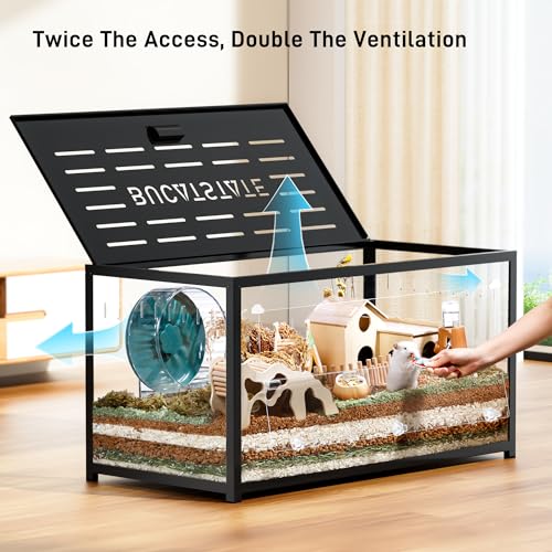 BUCATSTATE Hamster Cage Metal 2.0 - Small Animal Habitats Large Stackable with Top Access Easy Assemble 31.4L*17.6W*20H Inches Dwarf Syrian Hamster House for Guinea Pig, Gerbil (552sq inch White)
