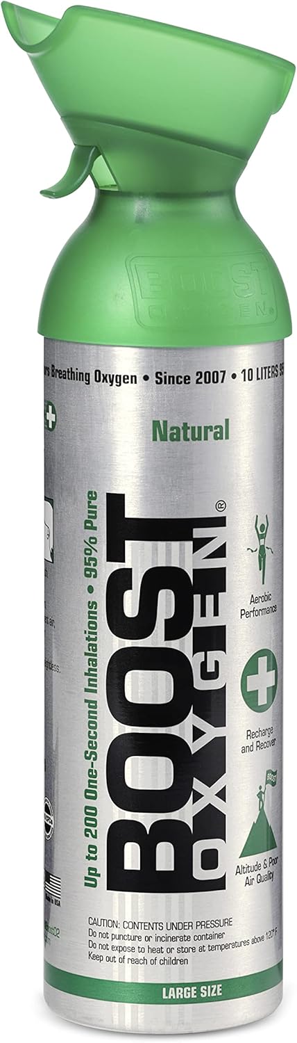 Boost Oxygen Large Natural 10 Liter Canister | Respiratory Support for Aerobic Recovery, Altitude, Performance and Health (7 Pack)