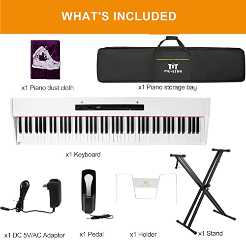 MUSTAR Digital Piano 88 Key Weighted Keyboard Hammer Action, MDP-1200 Weighted Keyboard with Stand, Full Size Electric Piano Keyboard 88 Keys with for Beginners, Portable Case, Sustain Pedal, Black