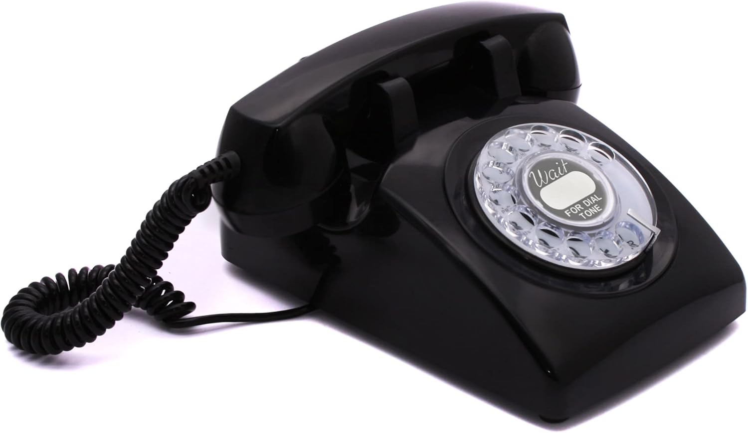 White Rotary Retro Phone with Classic United States Rotary Dial Inlay/Old Fashioned Dial Telephone/Classic Landline/Home Telephones/Antique Look Desk Phone - The 60s Cable by Opis Technology
