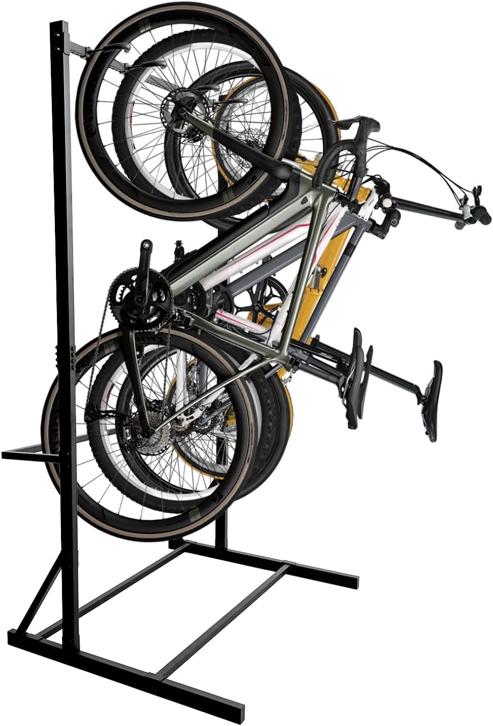 Freestanding Bike Rack Bicycle Storage Rack for Home and Garage Max 5 Bikes Solid Steel Indoor Floor Stand Organizer Sporting Gear Storage Station Sturdy Steel Vertical Bike Rack