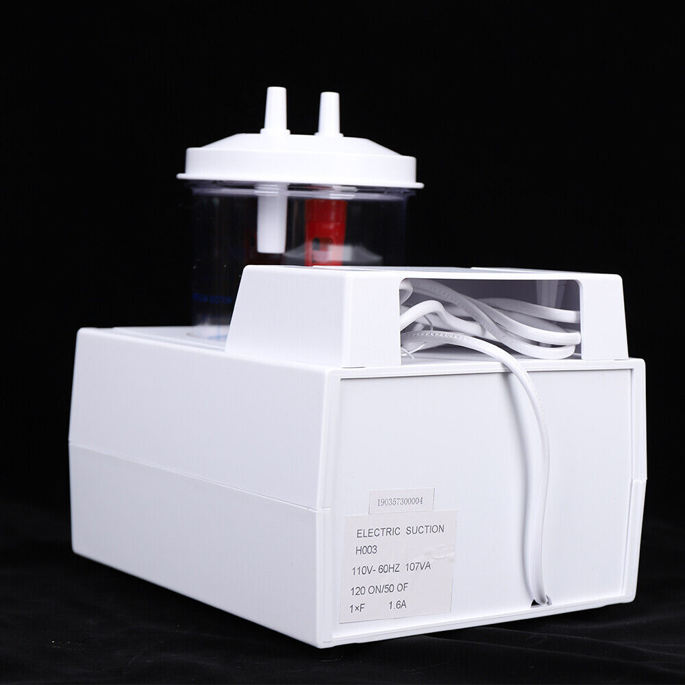 ZhdnBhnos 1000ml Dental Portable Vacuum Phlegm Suction Unit Emergency Quiet Medical Aspirator Machine Oil-Free Piston Pump White 110V 90VA