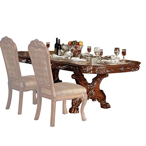 Kitchen Furniture Set 9pc Formal Dining Table Set Include 1 Dining Table, 6 Side Chairs and 2 Arm Chairs, 8-Person Solid Wood Extendable Dining Set (Cherry B)