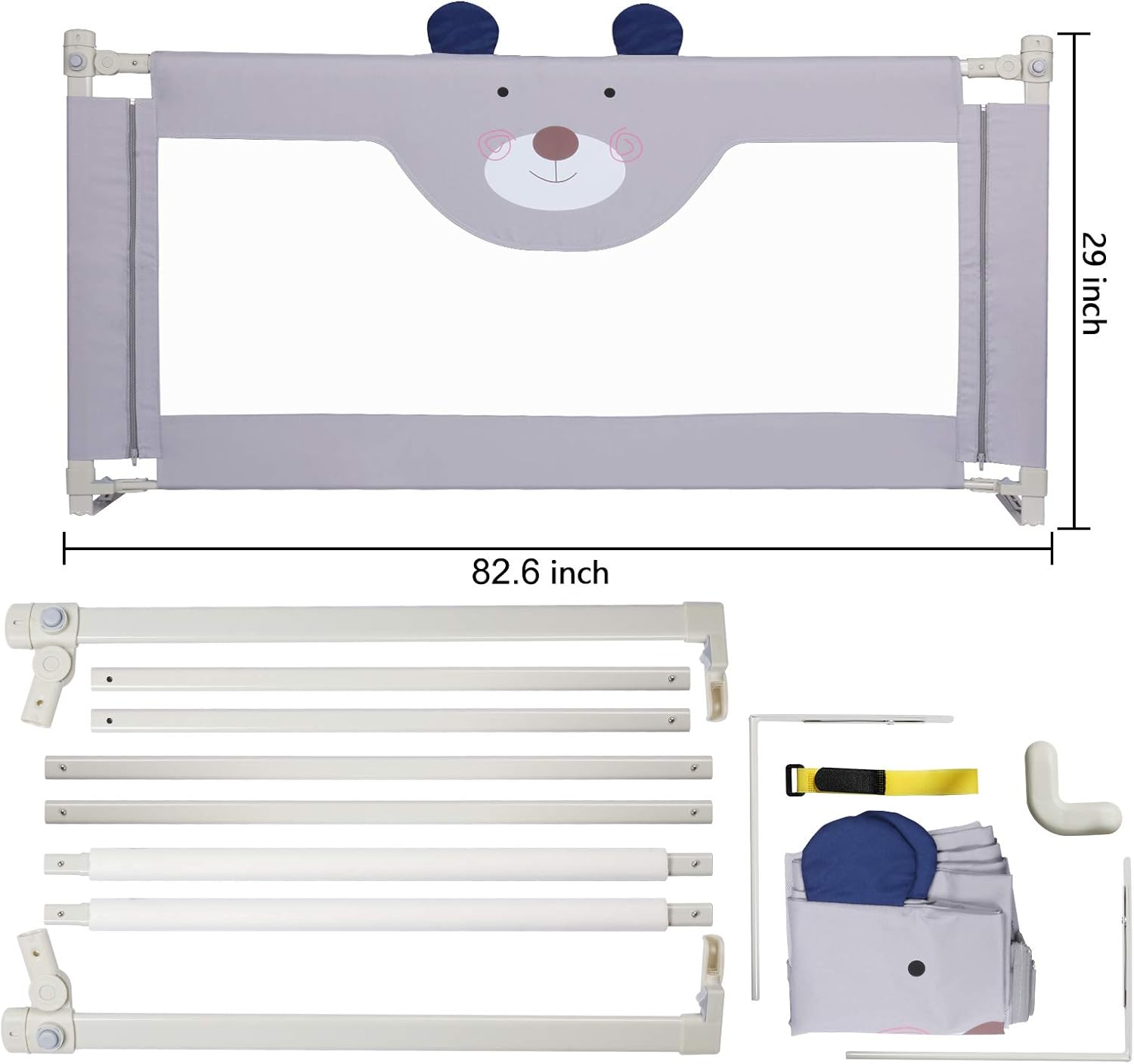 RDHOME 47 Bed Rails for Toddlers Vertical Lifting Bed Guardrail for Kids, Extra Tall Collapsible Baby Bed Rail Guards Fits Three Quarters Bed(1 Side)