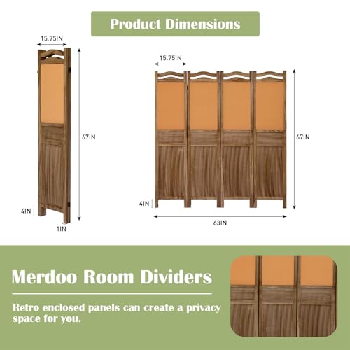 6 Panel Room Divider, 5.6FT Wall Divider for Room Separation, 6 Panel Wood Room Dividers and Folding Privacy Screens for Home Office Restaurant Bedroom Store, Light Brown