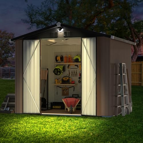 Metal Storage Shed,Outdoor Storage Building 10x12,Large Backyard Sheds with Lockable Doors,Waterproof Outside Storage Shed