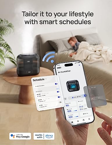 Dreo 6L Top Fill Humidifiers for Bedroom, 60H Runtime, 28 dB Quiet Supersized Cool Mist Humidifiers for Large Room, Air Humidifier for Home, Baby, Plant, Indoor, Night Light, Ultrasonic