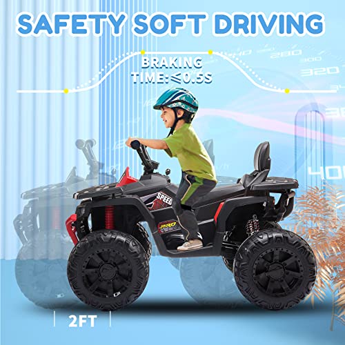 24V 2 Seater Ride on Toys, Kids Quad ATV w/400W Motors, Battery Powered Electric Vehicle w/Spacious Seater, LED Light Bluetooth, MP3, Spring Suspension, 4 Wheeler for Boy Girl, Orange