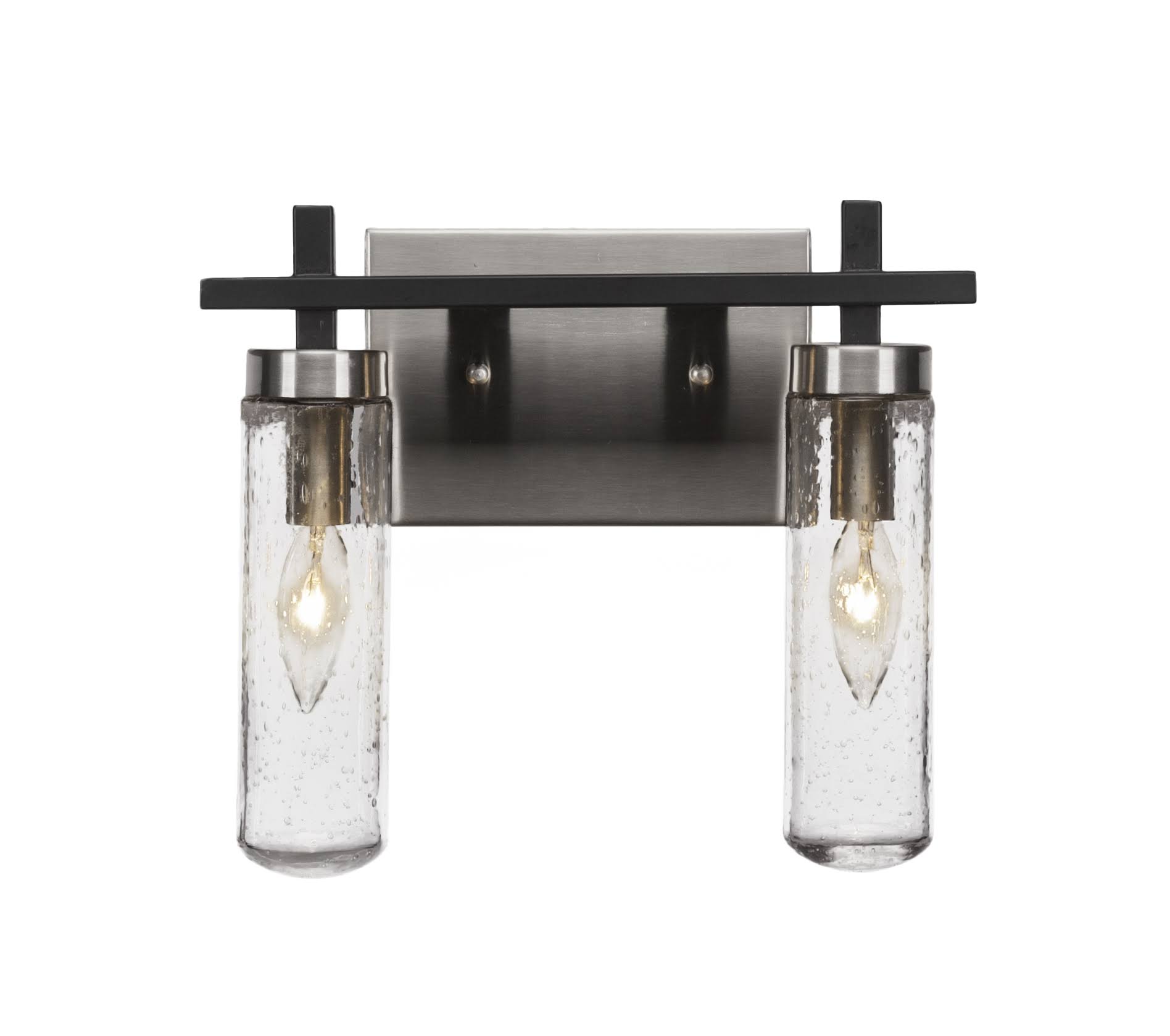 Toltec Lighting 2512-MBBN-600 Salinda 2 Light 12 inch Bath Bar in Matte Black-Brushed Nickel with Clear Bubble Glass