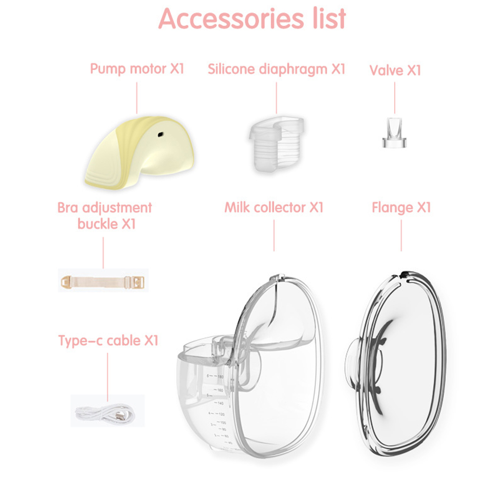 Suzicca Invisible Wearable Breast Pump Portable Hands Free Electric Breast Pump 2 Modes 9 Suction Low Noise with 24mm Silicone Flange 180ml Storage Capacity for Breastfeeding