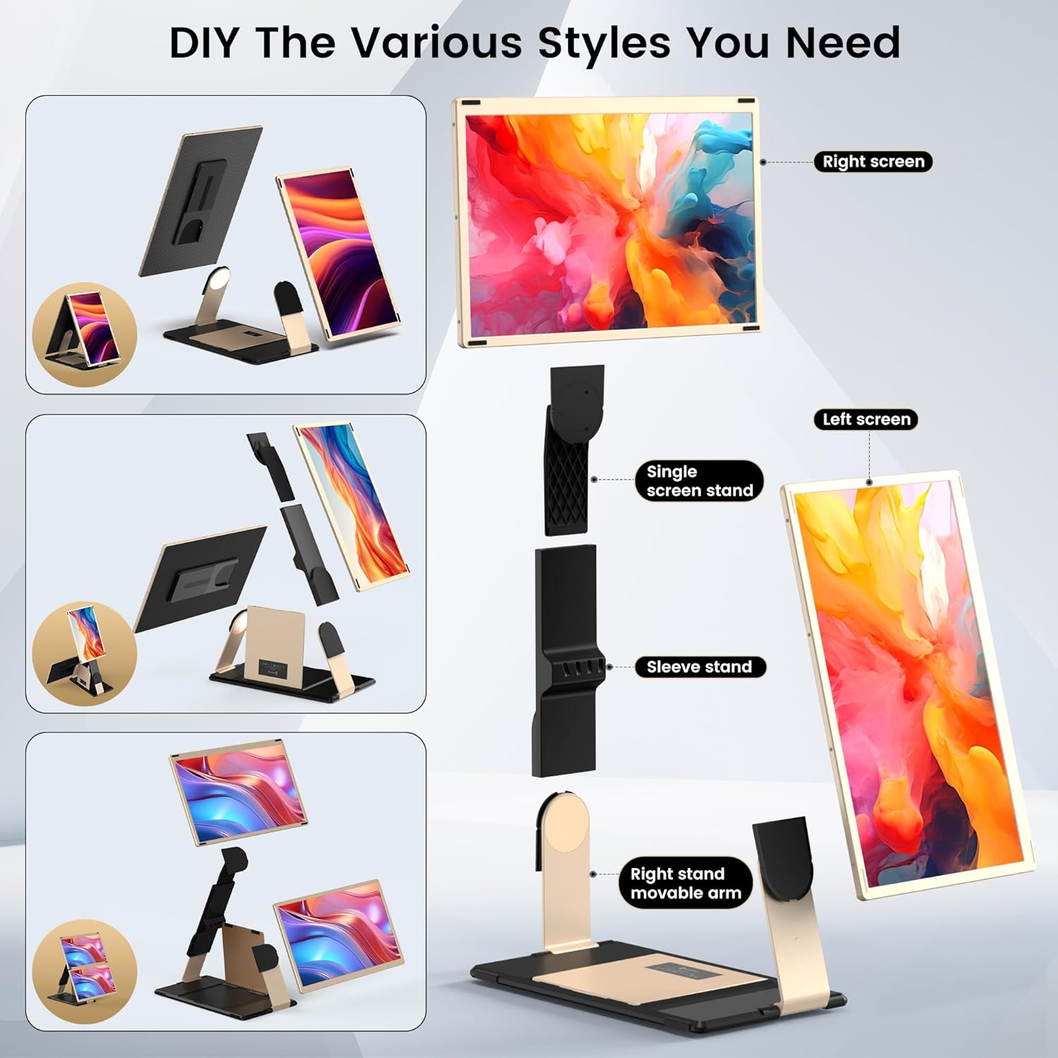 15.6’’ Laptop Screen Extender, Portable Triple Monitor for Laptop with 86% NTSC IPS FHD 1080P Display, Detachable Monitor Extender Compatible with Wins/Mac/Dex/Chrome, Working with Desktop/Mini PC