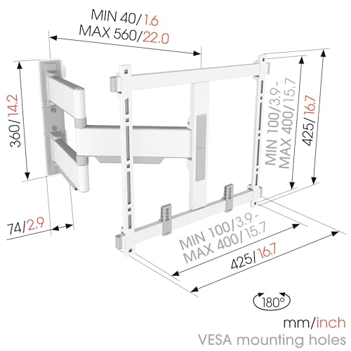 Vogel's TVM 5445 Full-Motion Ultra-Thin TV Wall Bracket for 32-65 inch TVs, Universally Compatible