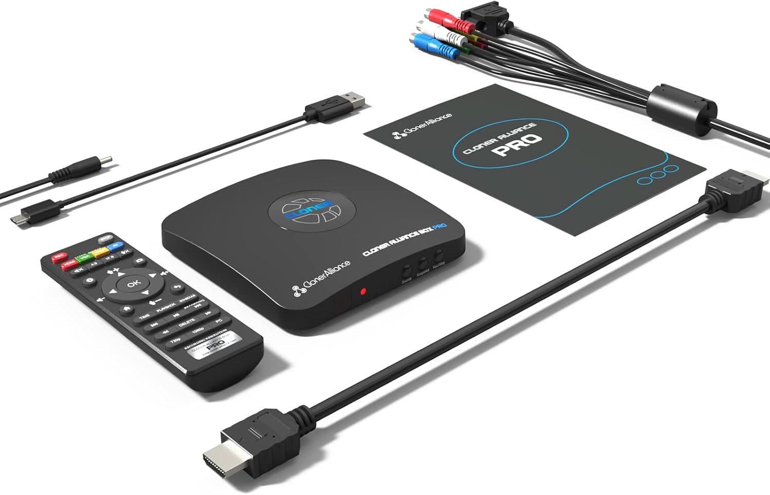 ClonerAlliance Box Pro, Capture 1080p@60fps HDMI Videos/Games and Play Back Instantly with The Remote Control, Schedule Recording, HDMI/VGA/AV/YPbPr Input. No PC Required.