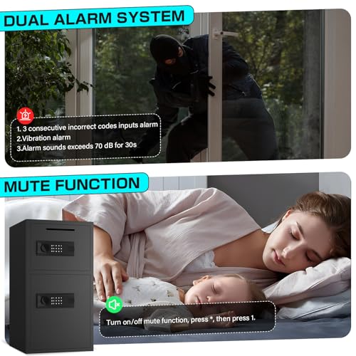 Kavey 2.6 Cub Fireproof Drop Safe, Safe with Drop Slot, Drop Slot Safes with Front Load Drop Box and Digital Touch Screen Keypad, Heavy Duty Money Safe Box for Business Office Home