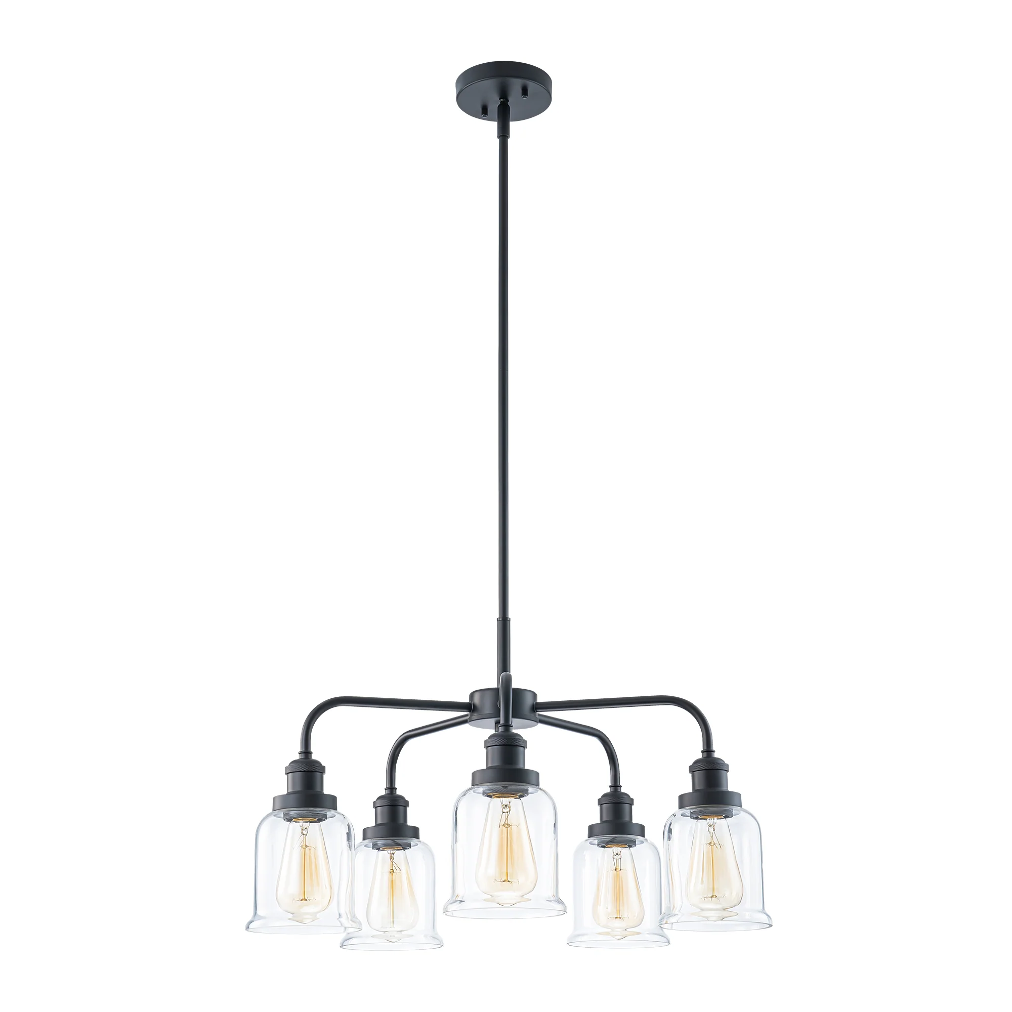 Avelon 5-Light Dimmable Glass Farmhouse Bell Shaded Chandelier (24)