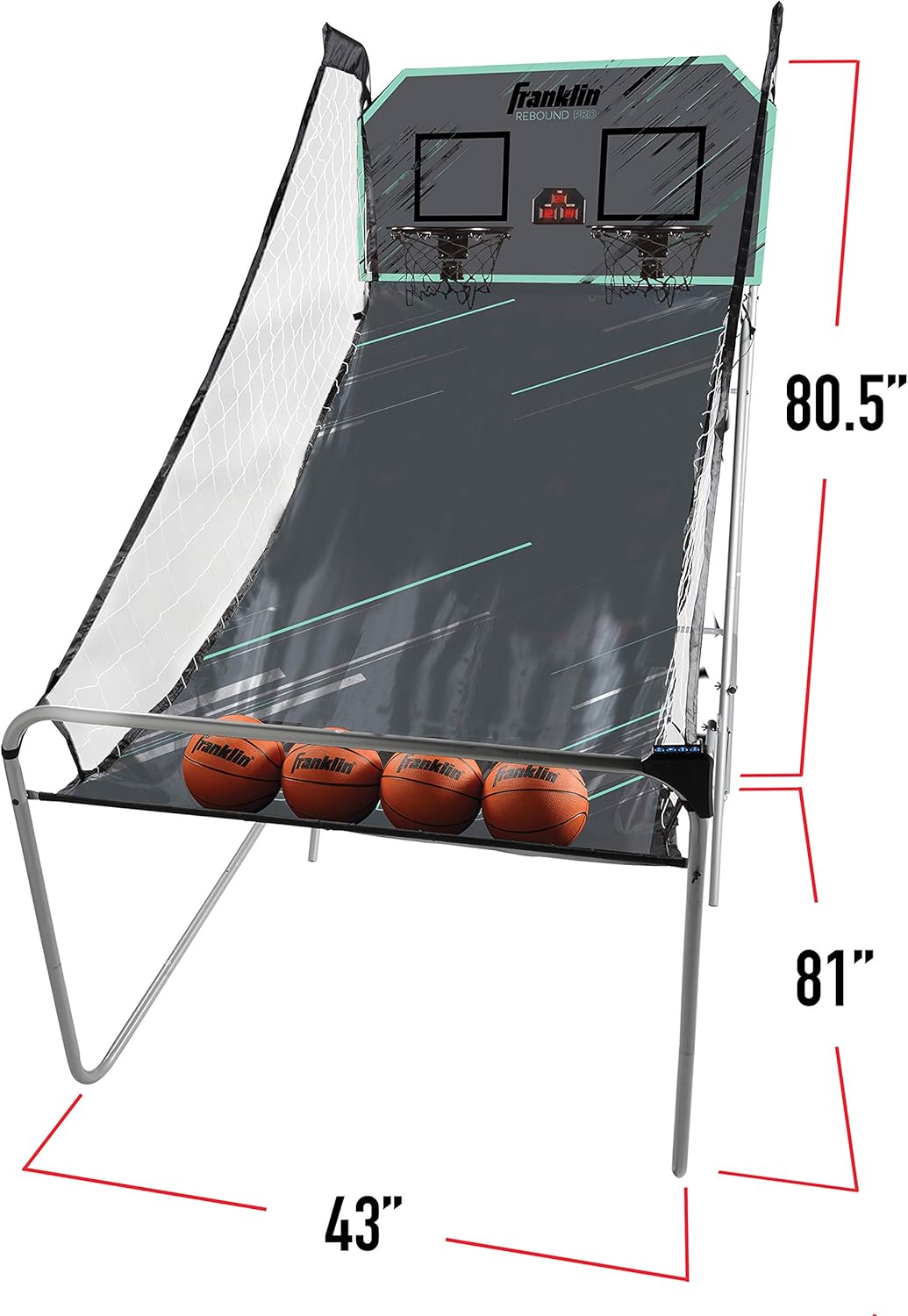 Franklin Sports Arcade Basketball Game - Dual Shot - Indoor Mini Basketball Hoop Shootout Game - (4) Mini Basketballs Included - Electronic Basketball Game