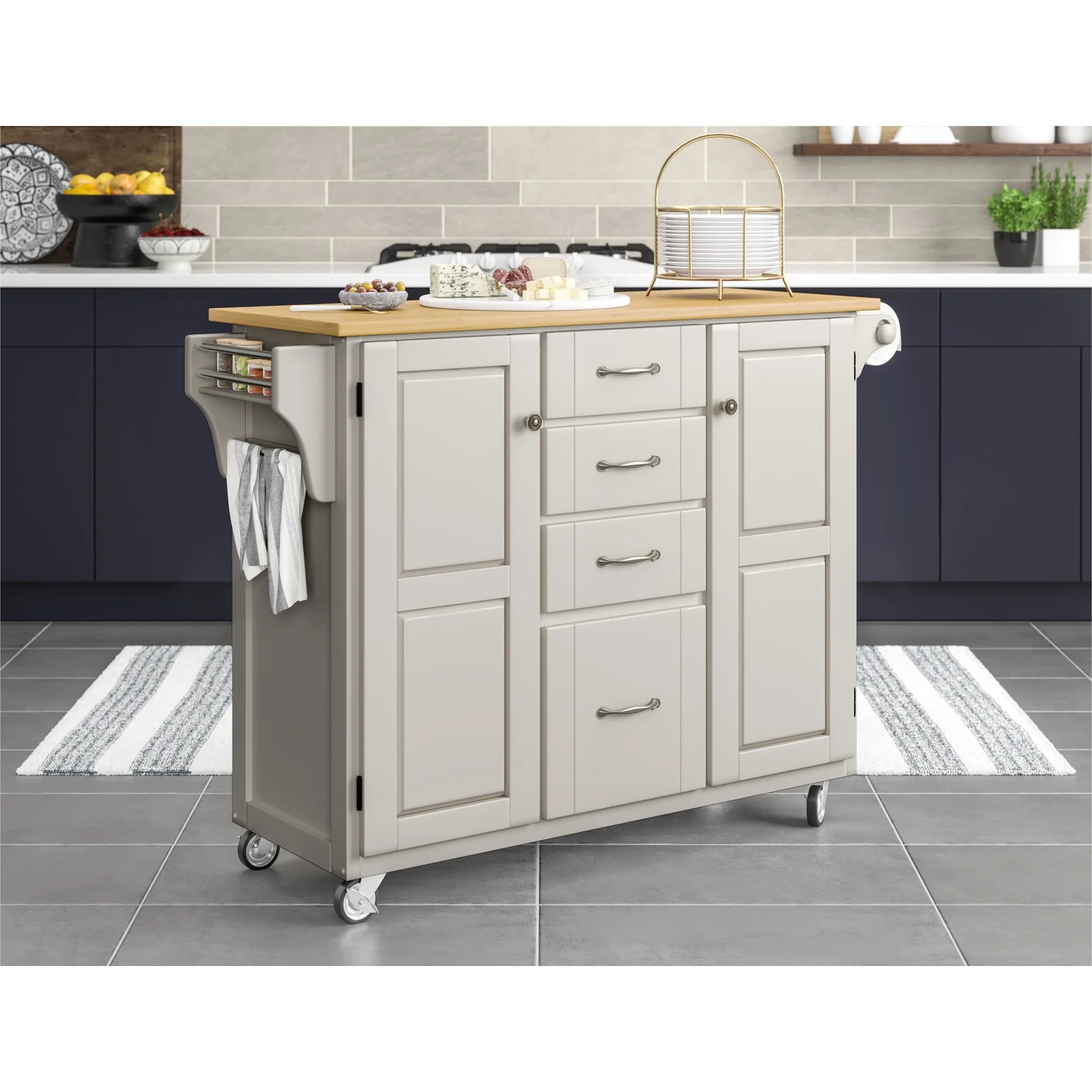 Homestyles Create-a-Cart Wood Rolling Kitchen Cart in Off White