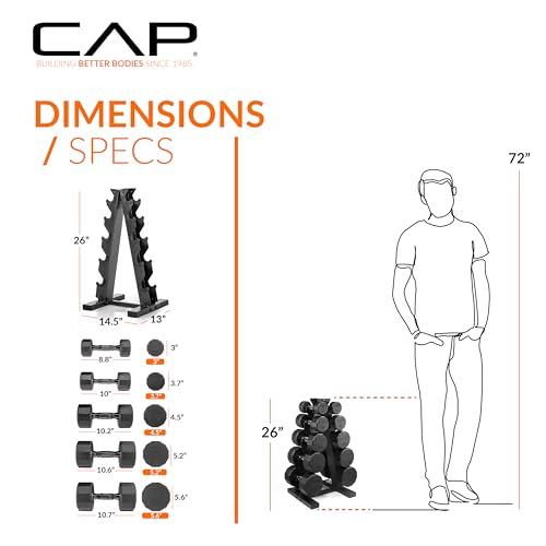 CAP Barbell Dumbbell Set with Rack | Multiple Options in 150lbs and 210lbs