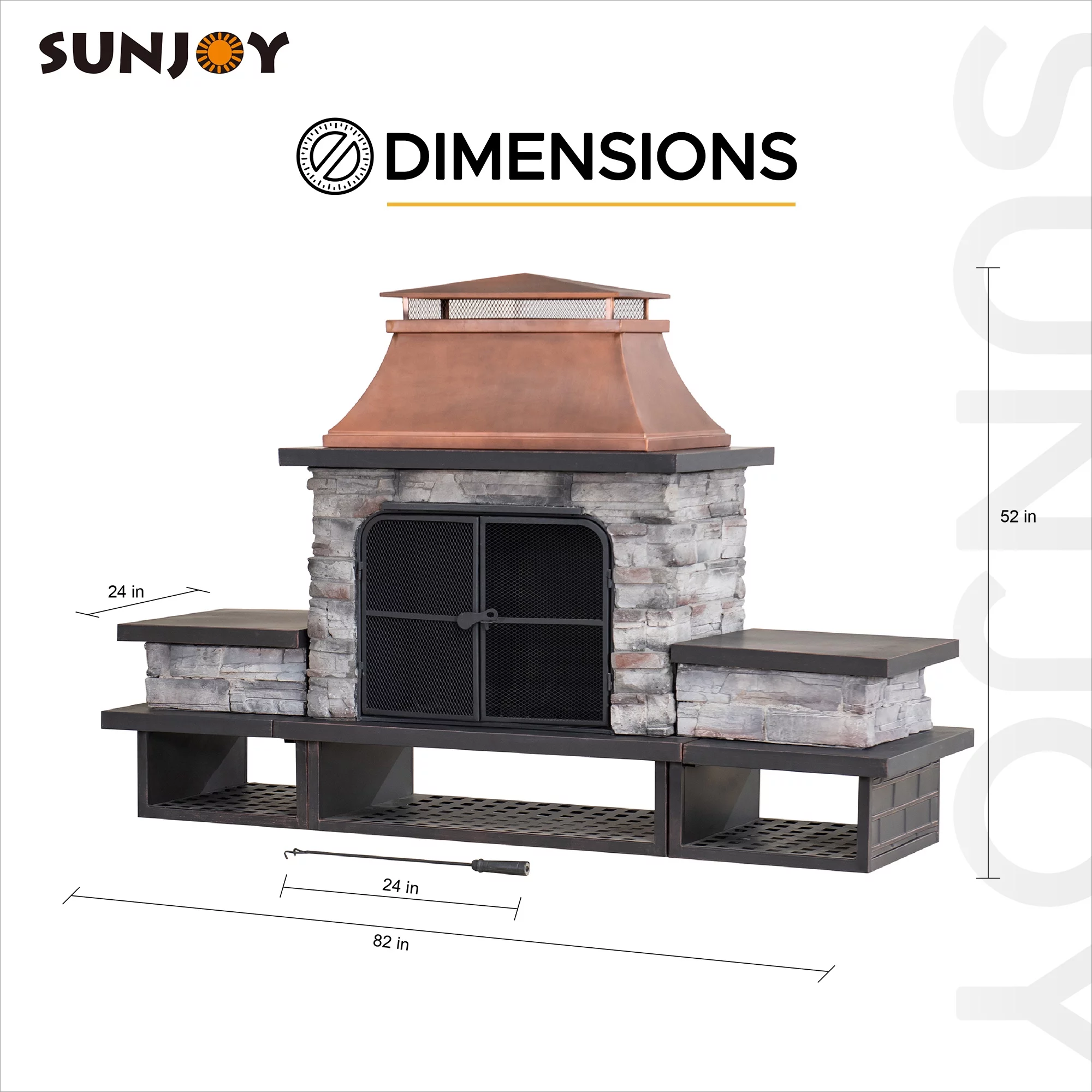 Sunjoy Emilio Wood Burning Fireplace - Copper
