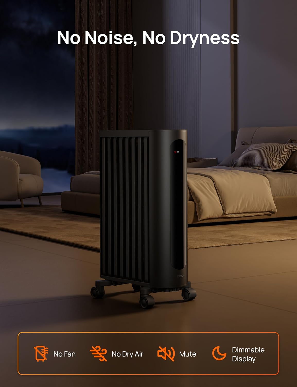 Dreo Oil Filled Radiator Heater, 1500W Oil Heater with Remote Control, 3 Modes, 24-hour Timer Switch, FortPlug, Child Lock, Heaters for Indoor Use,Oil Heaters for Indoor Use Large Room, Black
