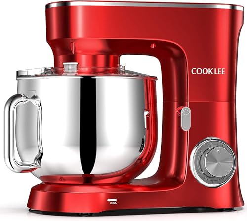 COOKLEE Stand Mixer, 9.5 Qt. 660W Electric Kitchen Mixer with Dishwasher-Safe Dough Hooks, Flat Beaters, Wire Whip & Pouring Shield Attachments for Most Home Cooks, Silver