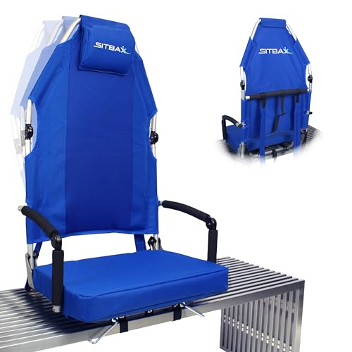 Padded Bleacher Seat – The Ultimate Reclining Stadium Chair with Full Back & Neck Support and 360° Swivel – Lightweight, Foldable, and Portable with Backpack Straps - Patent Pending