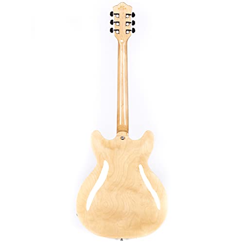 Grote Full Scale Electric Guitar Semi-Hollow Body Guitar Stainless Steel Frets(Red)