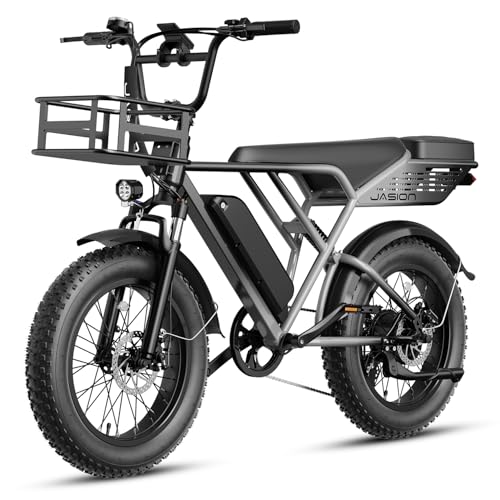 Jasion RetroVolt Electric Bike for Adults,【1500W Peak Motor & 30MPH & 70Miles】 Electric Dirt Bike,Dual Suspension Ebikes for Adults, 20" Fat Tire Ebike with 48V 13Ah Battery, UL 2849 Tested