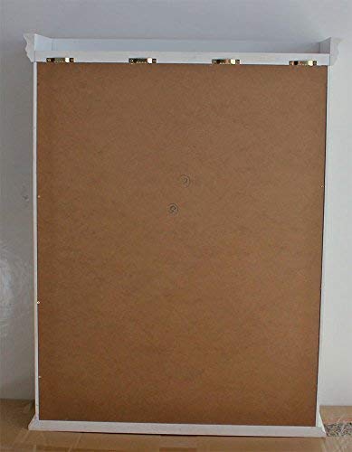 DisplayGifts 26" Solid Wood Tuscan Style Wall Mount SMALL Curio Cabinet Stand 20" W X 26" H X 6.2" D Mirror Background White