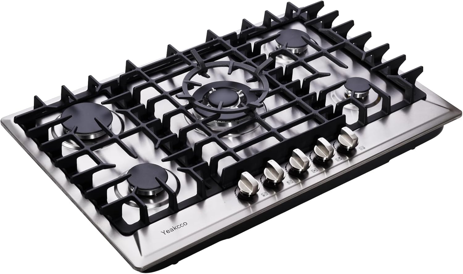 30 Inch Gas Cooktop, Built-in 5 Burners Stainless Steel Gas Stovetop Propane/Natural Gas Convertible Stove Top Dual Fuel Gas Hob