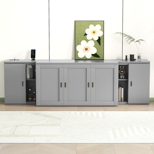 Queen Murphy Bed with Shelves, Modern Wall Bed Murphy Bed with Shelves, Cabinets, USB Ports, Wood Murphy Bed Cabinet Bed, Murphy Bed Chest Murphy Bed Frame for Guest Bedroom, Space-Saving, White