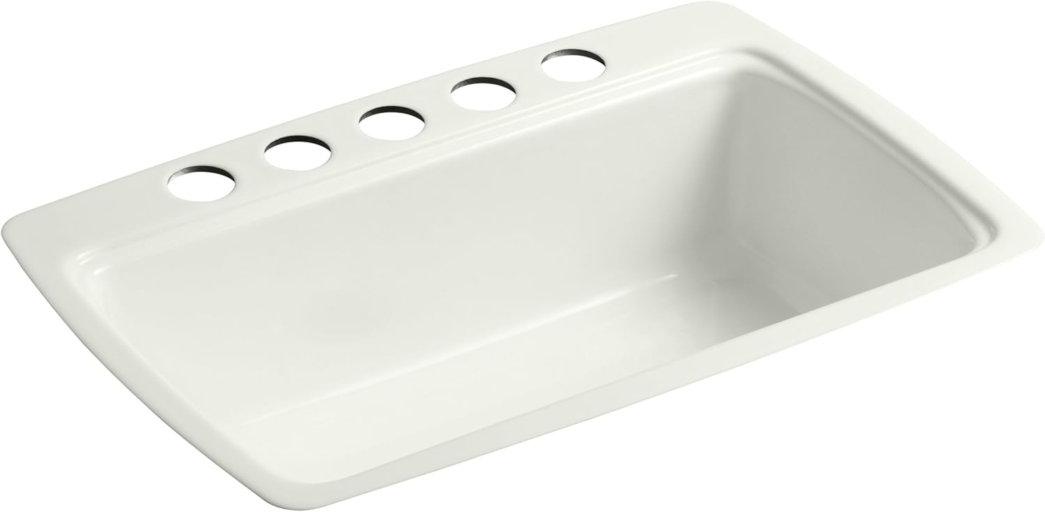 Kohler K-5864-5U-0 Cape Dory Undercounter Kitchen Sink, White, 2.375