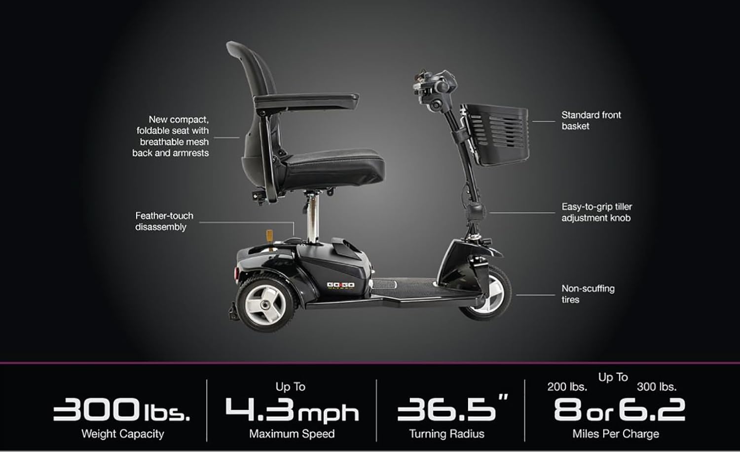 Pride, Go Go Ultra X 3-Wheel Mobility Scooter, with 5-Year Extended Warr
