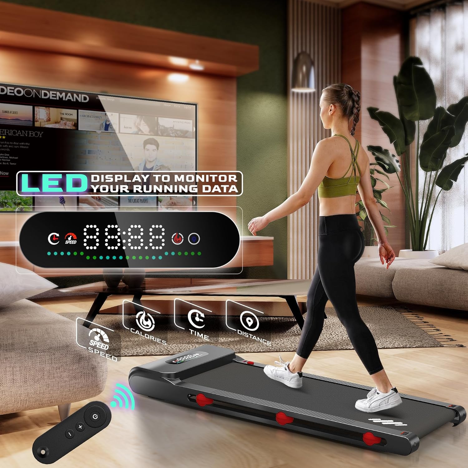 Walking Pad Treadmill Under Desk: SEIKEIN 2 in 1 Walking Pad Treadmills 3.5 HP Quiet Brushless with 270Lbs Capacity for Home Office(Red)