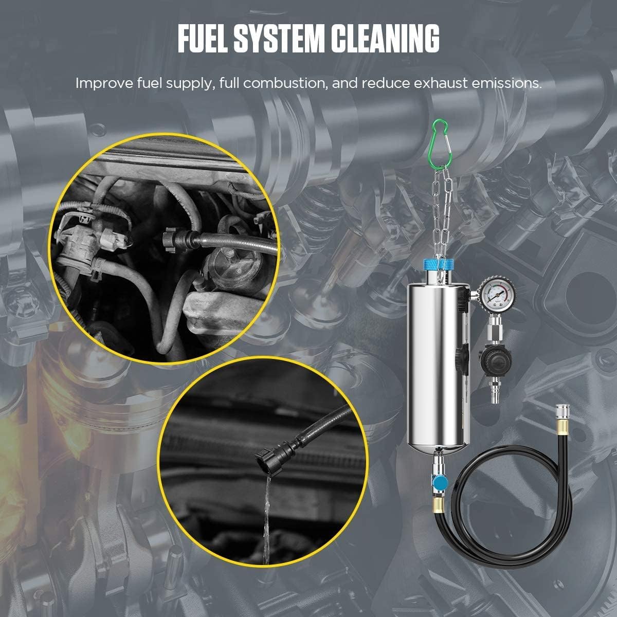 Autory Fuel Injector Cleaner Machine for Gasoline Car, Non-Dismantle Fuel System Cleaner Set with 3 Years Warranty, Fuel Injector Nozzle Flushing for EFI Throttle