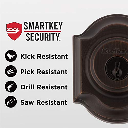 Kwikset Montara Front Door Lock Handle and Deadbolt Set, Entry Handleset Exterior with Interior Door Knob, Polished Brass, Pick Resistant SmartKey Rekey Deadbolt Security