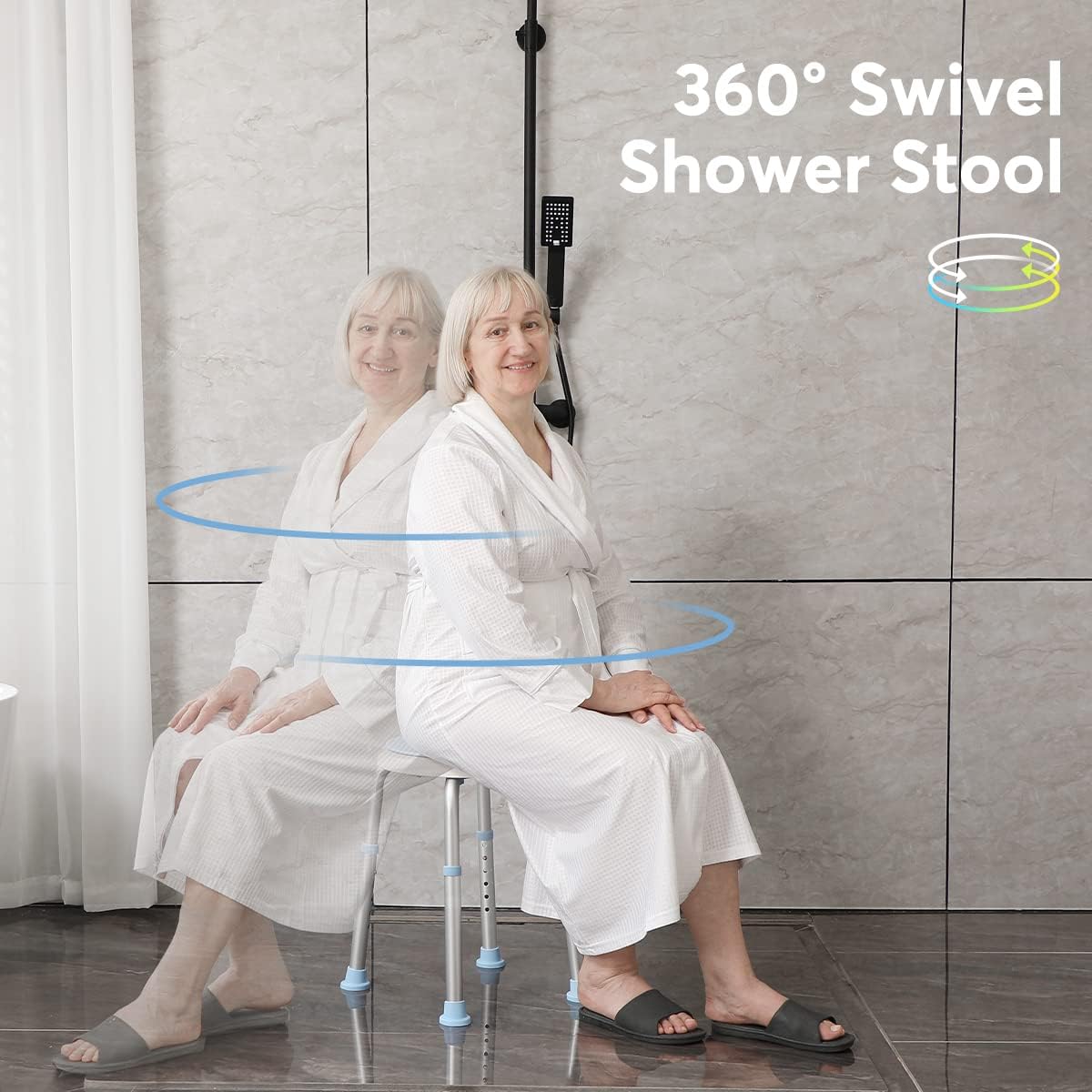 OasisSpace Heavy Duty Rollator Walker & 360 Degree Rotating Shower Chair